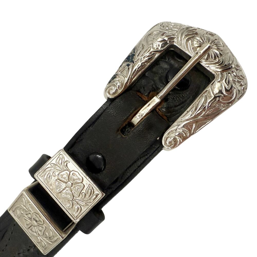 Harley-Davidson Black Leather Belt with Silver Engraved Buckle - Picture 5 of 12